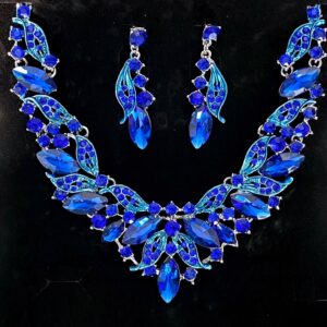Abigél királykék színű gyönyörű bizsu alkalmi kristály nyaklánc szett