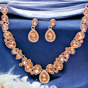 Atina rosegold színű gyönyörű bizsu alkalmi kristály nyaklánc szett