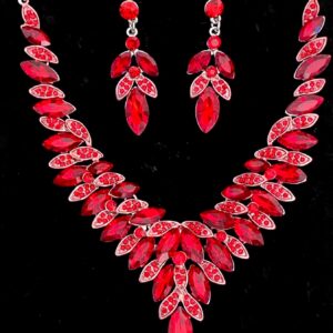 Bekka piros színű gyönyörű bizsu alkalmi kristály nyaklánc szett
