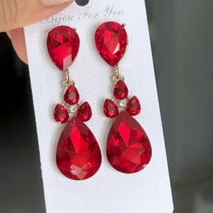 Mona piros színű gyönyörű bizsu alkalmi kristály fülbevaló