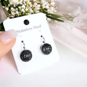 Nina francia kapcsos FEKETE SZÍNŰ nemesacél fülbevaló