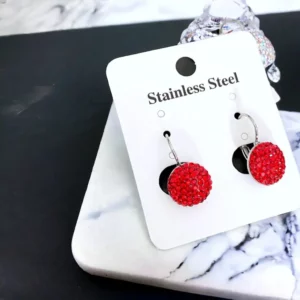 Nina francia kapcsos PIROS SZÍNŰ nemesacél fülbevaló