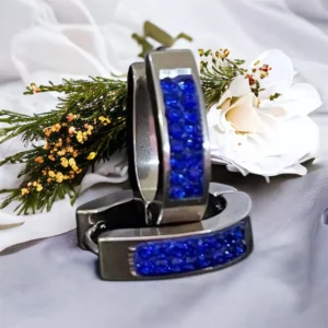 Kelly királykék köves ezüst színű nemesacél fülbevaló