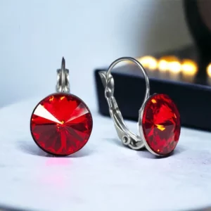 Kara francia kapcsos piros színű nemesacél fülbevaló