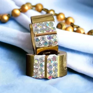 Kim szivárvány köves arany színű nemesacél fülbevaló