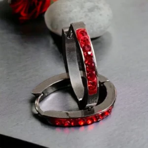 Ketrin piros köves ezüst színű nemesacél fülbevaló