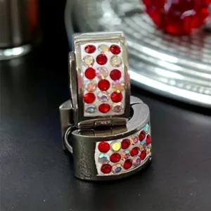 Kim piros-szivárvány köves ezüst színű nemesacél fülbevaló