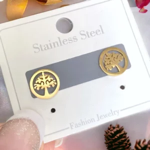 Életfa arany színű nemesacél fülbevaló