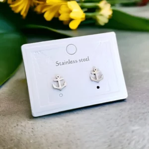 Horgony ezüst színű nemesacél fülbevaló