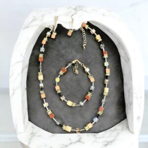 Leila barna színű nemesacél nyaklánc SZETT