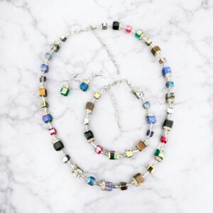 Leila többszínű színű nemesacél nyaklánc SZETT