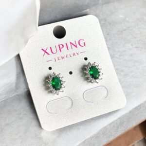 Kriszta ezüst-zöld színű köves antiallergén xuping fülbevaló