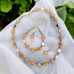 Lilla narancs színű nemesacél nyaklánc szett