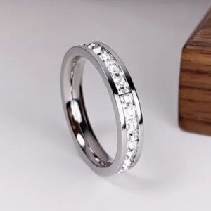 Luna ezüst színű kristály köves nemesacél gyűrű