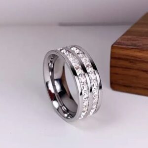 Beki ezüst színű kristály köves nemesacél gyűrű