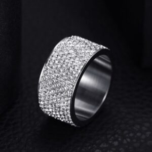 Beka kristály köves fekete ezüst színű nemesacél gyűrű