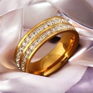 Beki arany színű kristály köves nemesacél gyűrű