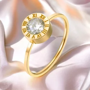 Leona kristály köves arany színű nemesacél gyűrű