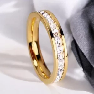 Luna arany színű kristály köves nemesacél gyűrű