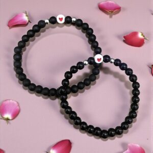 Fekete szívek páros ásvány karkötő