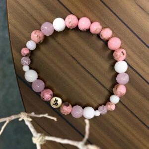 Bak horoszkópos rózsakvarc ásvány karkötő