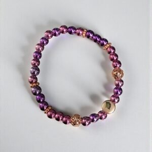 Skorpió horoszkópos pink-lila hematit ásvány karkötő