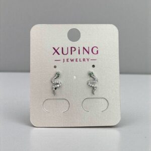 Kígyó ezüst színű antiallergén köves xuping fülbevaló