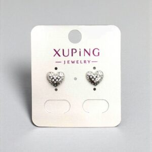 Szív ezüst színű antiallergén köves xuping fülbevaló