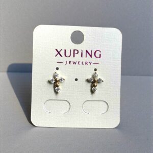 Kereszt rose gold színű antiallergén köves xuping fülbevaló