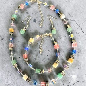 Leila pasztell színű nemesacél nyaklánc SZETT