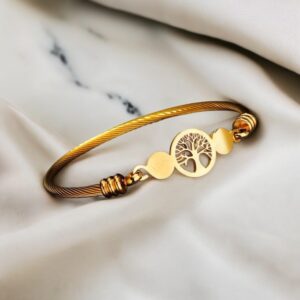 Életfa arany színű nemesacél karkötő