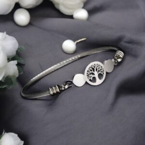 Életfa ezüst színű nemesacél karkötő