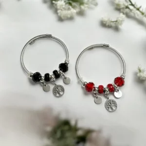 Életfa piros színű nemesacél karkötő