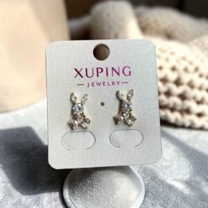 Nyuszi rose gold színű antiallergén köves xuping fülbevaló